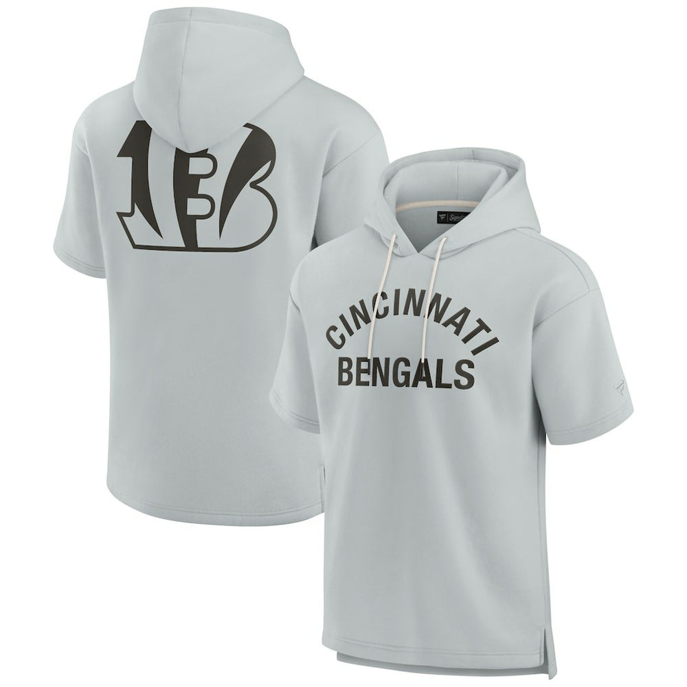 Cincinnati Bengals Unisex Elements Super Soft Fleece Short Sleeve Pullover Hoodie Gray