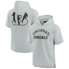 Cincinnati Bengals Unisex Elements Super Soft Fleece Short Sleeve Pullover Hoodie Gray