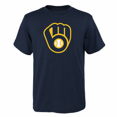 Milwaukee Brewers Youth Logo Primary Team T-Shirt - Navy T-shirts
