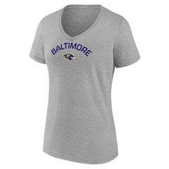 Baltimore Ravens Women's Team Arc V-Neck T-Shirt Heather Gray