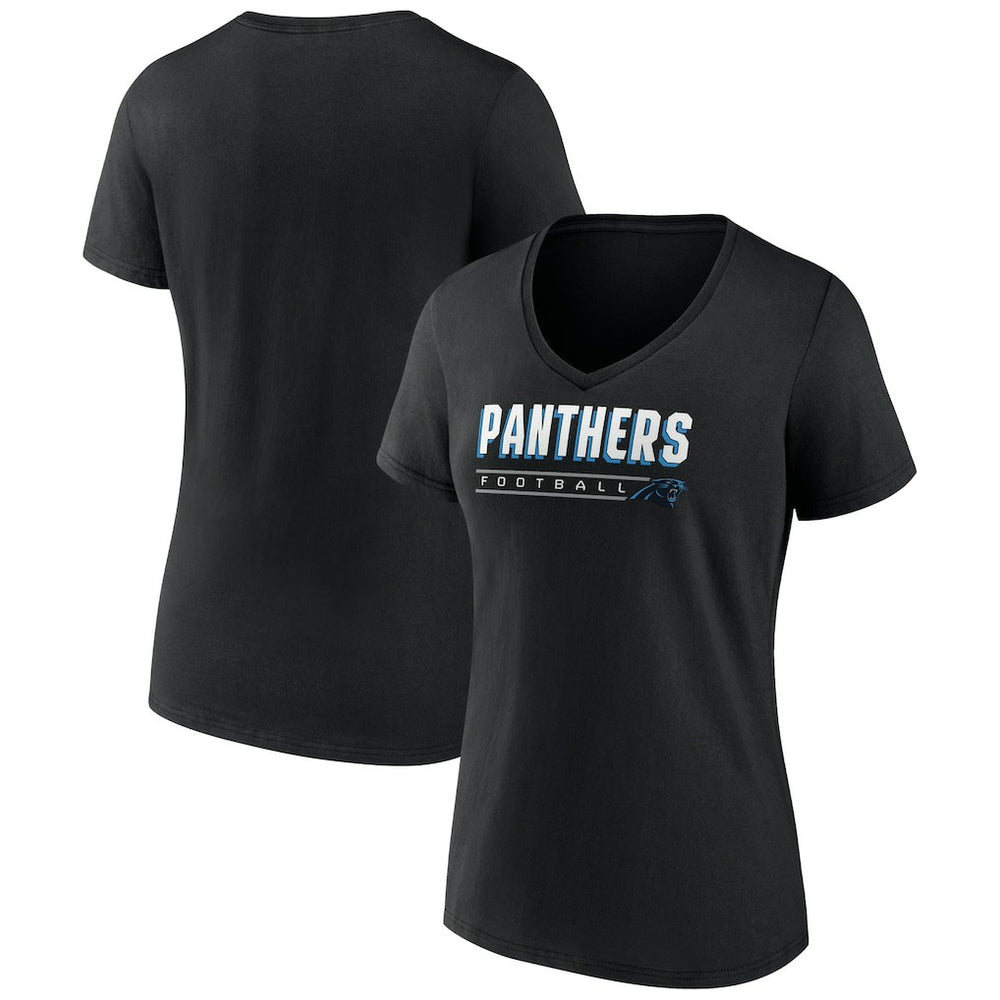 Carolina Panthers Women's Primary Play V-Neck T-Shirt Black