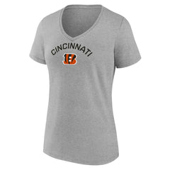 Cincinnati Bengals Women's Team Arc V-Neck T-Shirt Heather Gray
