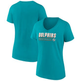 Miami Dolphins Women's Primary Play V-Neck T-Shirt Aqua