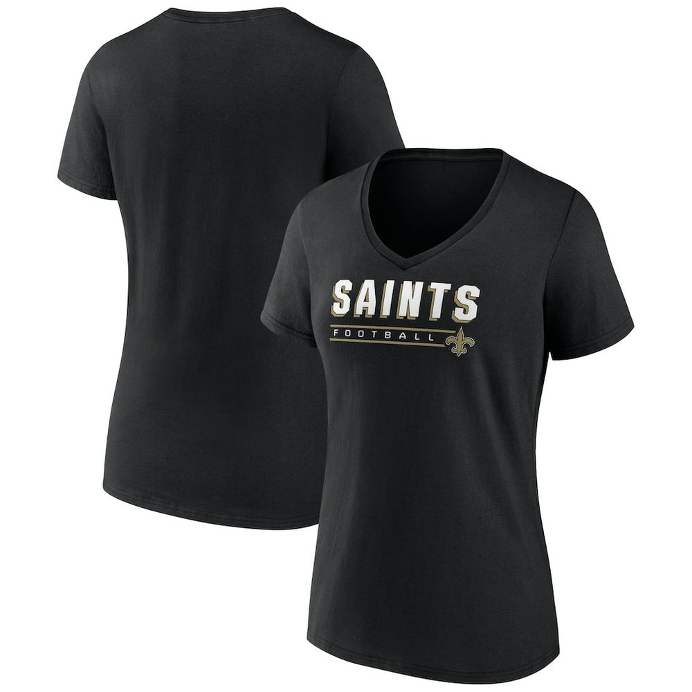 New Orleans Saints Women's Primary Play V-Neck T-Shirt Black