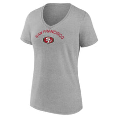 San Francisco 49ers Women's Team Arc V-Neck T-Shirt Heather Gray