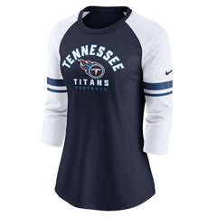 Tennessee Titans Women's Fashion 3/4-Sleeve Lightweight Raglan Fashion T-Shirt Navy