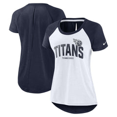 Tennessee Titans Women's Back Slit Lightweight Fashion T-Shirt White/Heather Scarlet