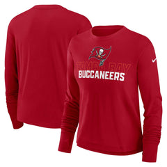 Tampa Bay Buccaneers Women's Modest Crop Performance Long Sleeve T-Shirt Red