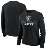 Las Vegas Raiders Women's Modest Crop Performance Long Sleeve T-Shirt Black