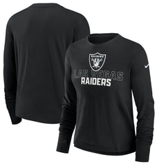 Las Vegas Raiders Women's Modest Crop Performance Long Sleeve T-Shirt Black