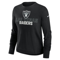 Las Vegas Raiders Women's Modest Crop Performance Long Sleeve T-Shirt Black