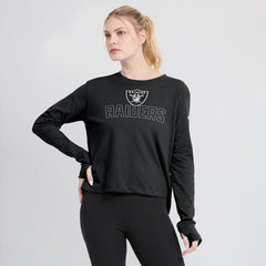 Las Vegas Raiders Women's Modest Crop Performance Long Sleeve T-Shirt Black