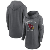 Arizona Cardinals Women's Raglan Funnel Neck Pullover Hoodie Heather Charcoal