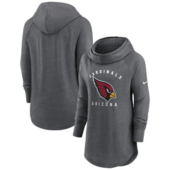 Arizona Cardinals Women's Raglan Funnel Neck Pullover Hoodie Heather Charcoal