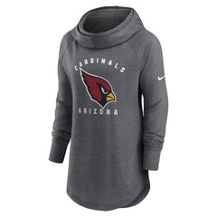 Arizona Cardinals Women's Raglan Funnel Neck Pullover Hoodie Heather Charcoal