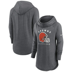 Cleveland Browns Women's Raglan Funnel Neck Pullover Hoodie Heather Charcoal