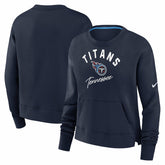 Tennessee Titans Women's High Hip Fleece Pullover Sweatshirt Navy