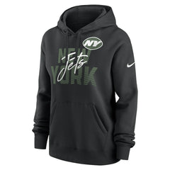 New York Jets Women's Wordmark Club Fleece Pullover Hoodie Black