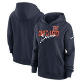 Chicago Bears Women's Wordmark Club Fleece Pullover Hoodie Navy