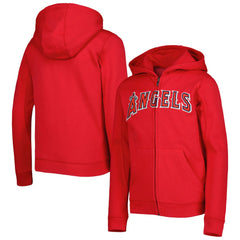 Los Angeles Angels Youth Wordmark Full-Zip Fleece Hoodie - Red Hoodies