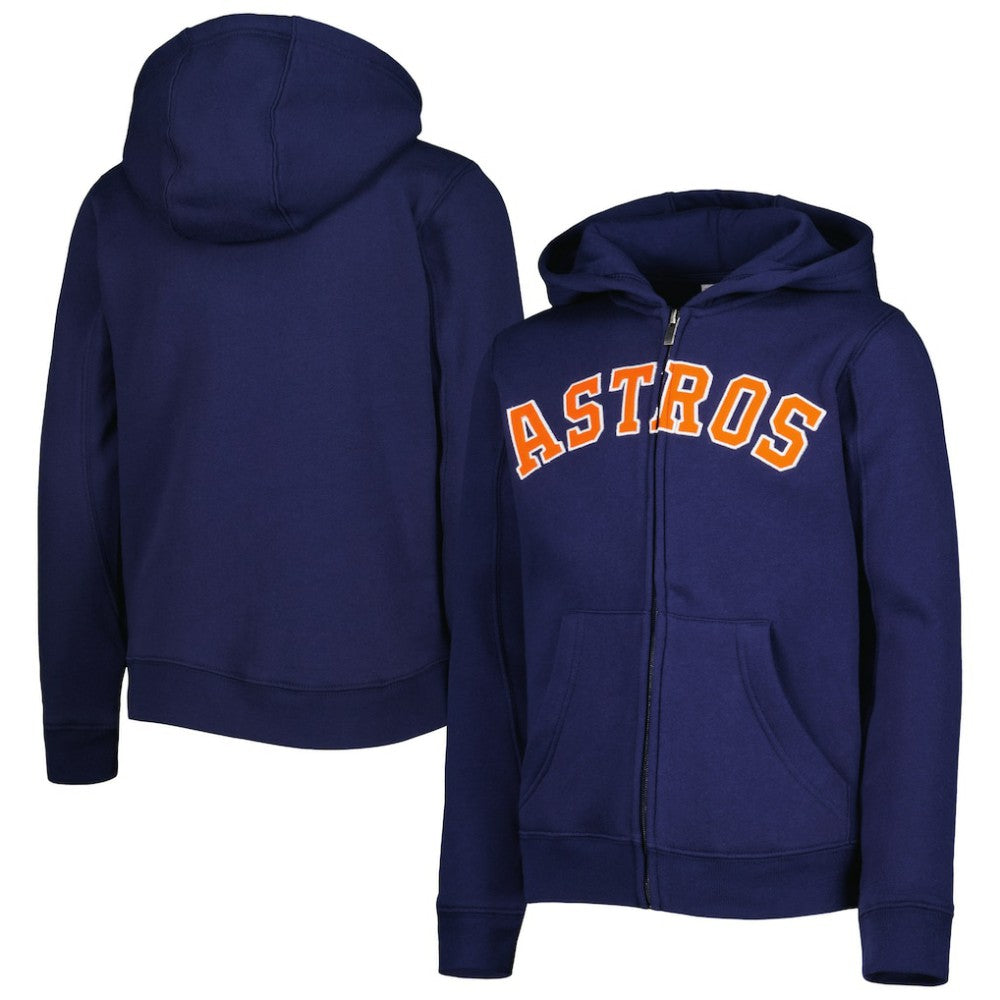 Houston Astros Youth Wordmark Full-Zip Fleece Hoodie - Navy Hoodies