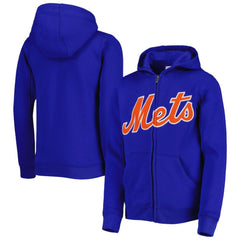 New York Mets Youth Wordmark Full-Zip Fleece Hoodie - Royal Hoodies