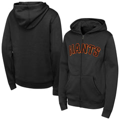 San Francisco Giants Youth Wordmark Full-Zip Fleece Hoodie - Black Hoodies