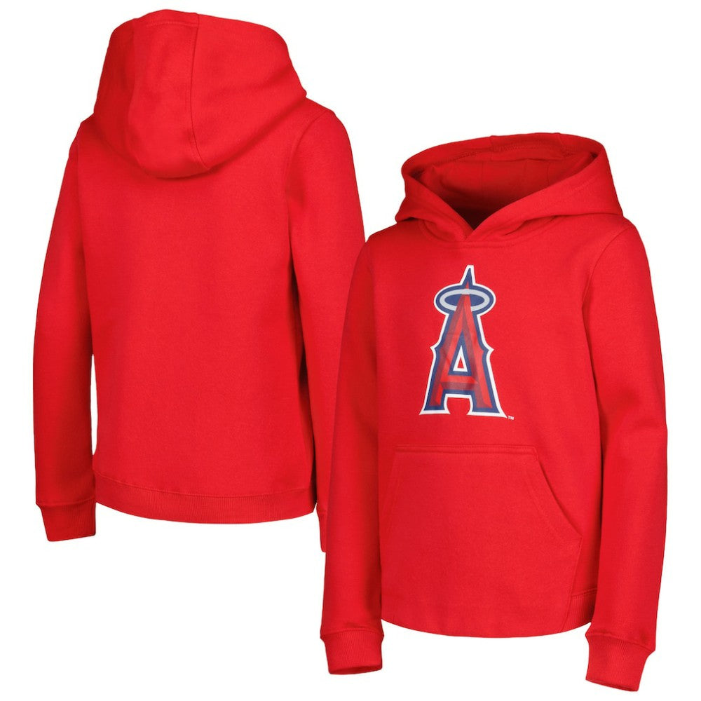 Los Angeles Angels Youth Team Primary Logo Pullover Hoodie - Red Hoodies