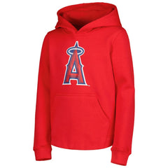 Los Angeles Angels Youth Team Primary Logo Pullover Hoodie - Red Hoodies