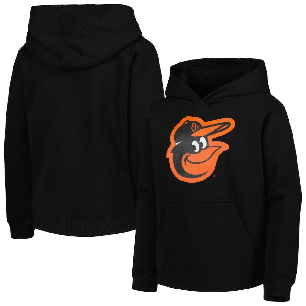 Baltimore Orioles Youth Team Primary Logo Pullover Hoodie - Black Hoodies