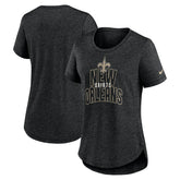 New Orleans Saints Women's Fashion Tri-Blend T-Shirt Heather Black