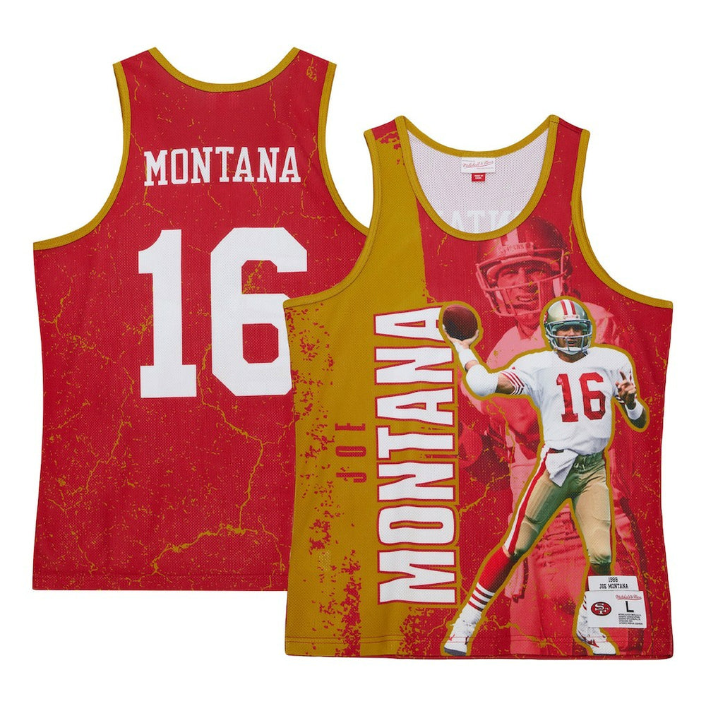 Joe Montana San Francisco 49ers 1989 Player Burst Tank Top Scarlet