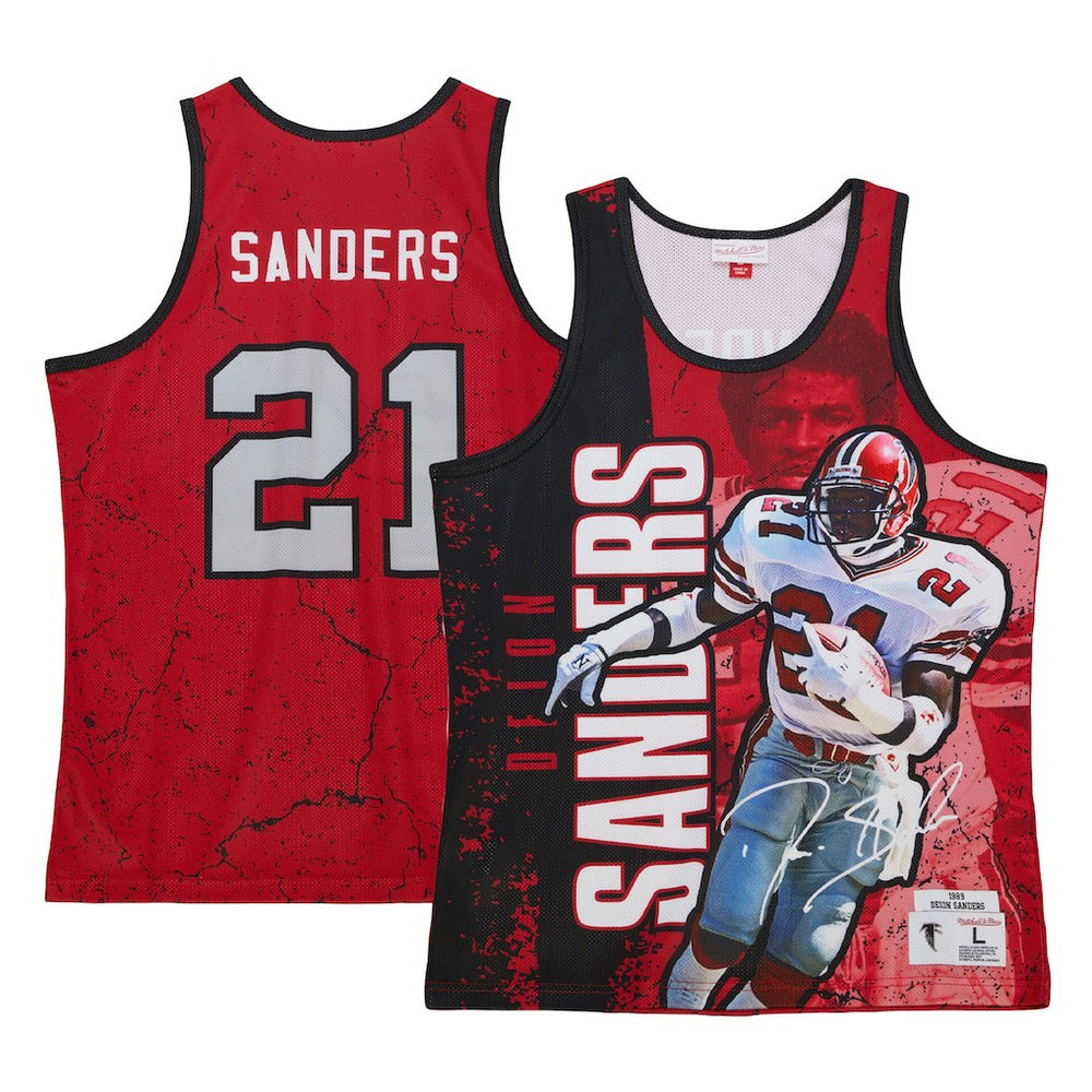 Deion Sanders Atlanta Falcons 1989 Player Burst Tank Top Red