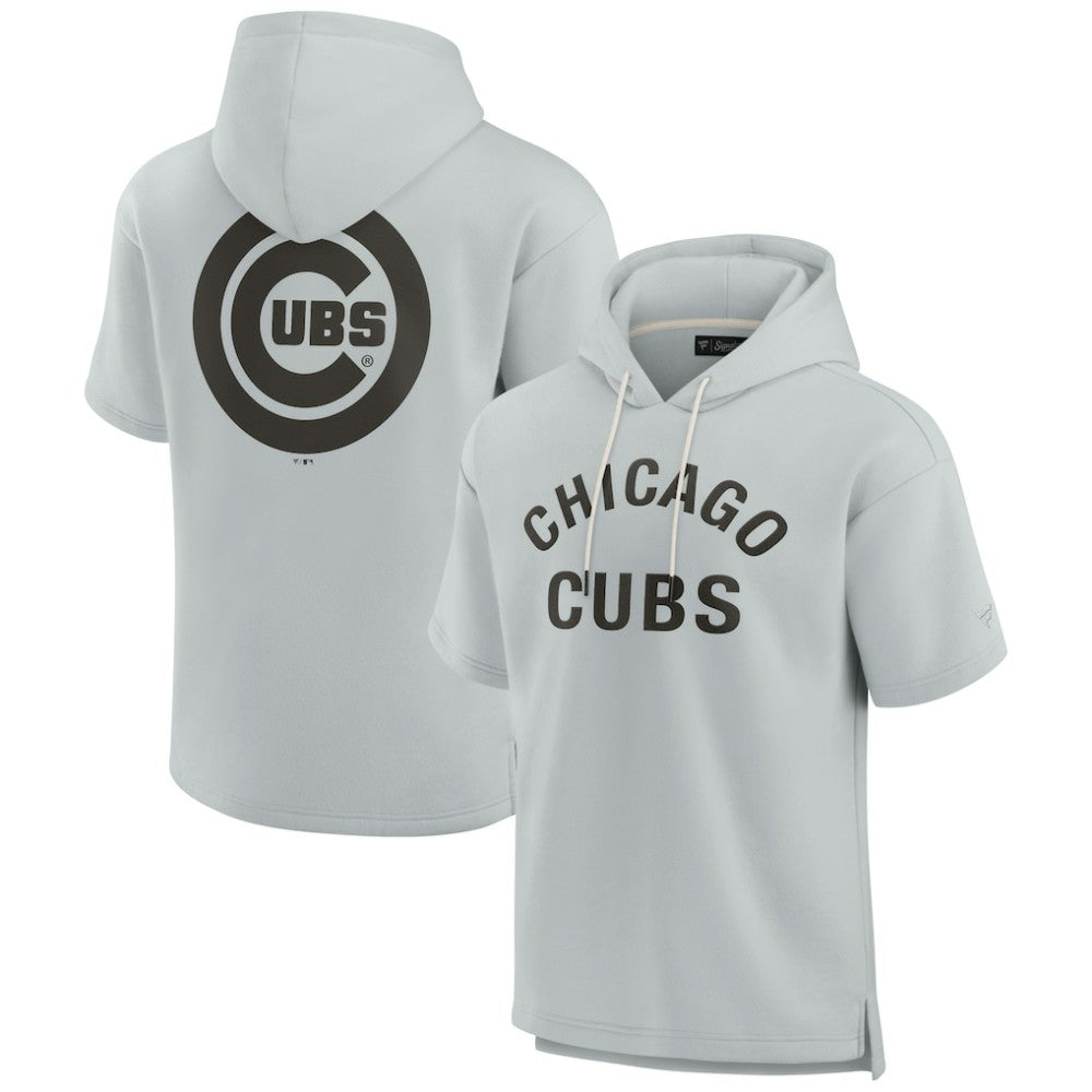 Chicago Cubs Fanatics Unisex Elements Super Soft Fleece Short Sleeve Pullover Hoodie - Gray Hoodies
