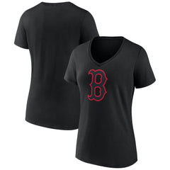 Boston Red Sox Women's Rough Diamond V-Neck T-Shirt - Black T-shirts