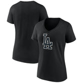 Los Angeles Dodgers Women's Rough Diamond V-Neck T-Shirt - Black T-shirts