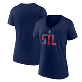 St. Louis Cardinals Women's Paint the Black V-Neck T-Shirt - Navy T-shirts