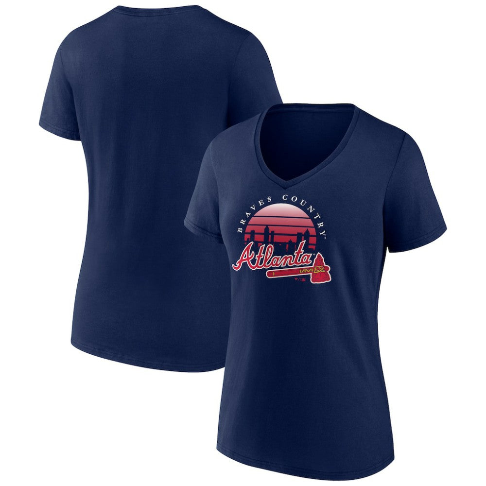 Atlanta Braves Women's One Champion V-Neck T-Shirt - Navy T-shirts