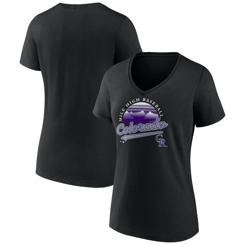 Colorado Rockies Women's One Champion V-Neck T-Shirt - Black T-shirts