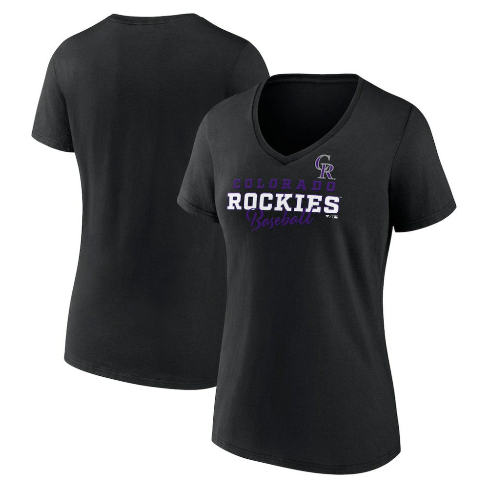 Colorado Rockies Women's Back In Business V-Neck T-Shirt - Black T-shirts