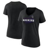 Colorado Rockies Women's Back In Business V-Neck T-Shirt - Black T-shirts