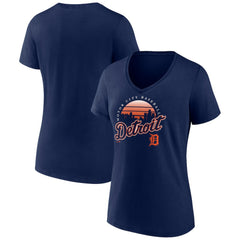 Detroit Tigers Women's One Champion V-Neck T-Shirt - Navy T-shirts