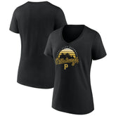 Pittsburgh Pirates Women's One Champion V-Neck T-Shirt - Black T-shirts