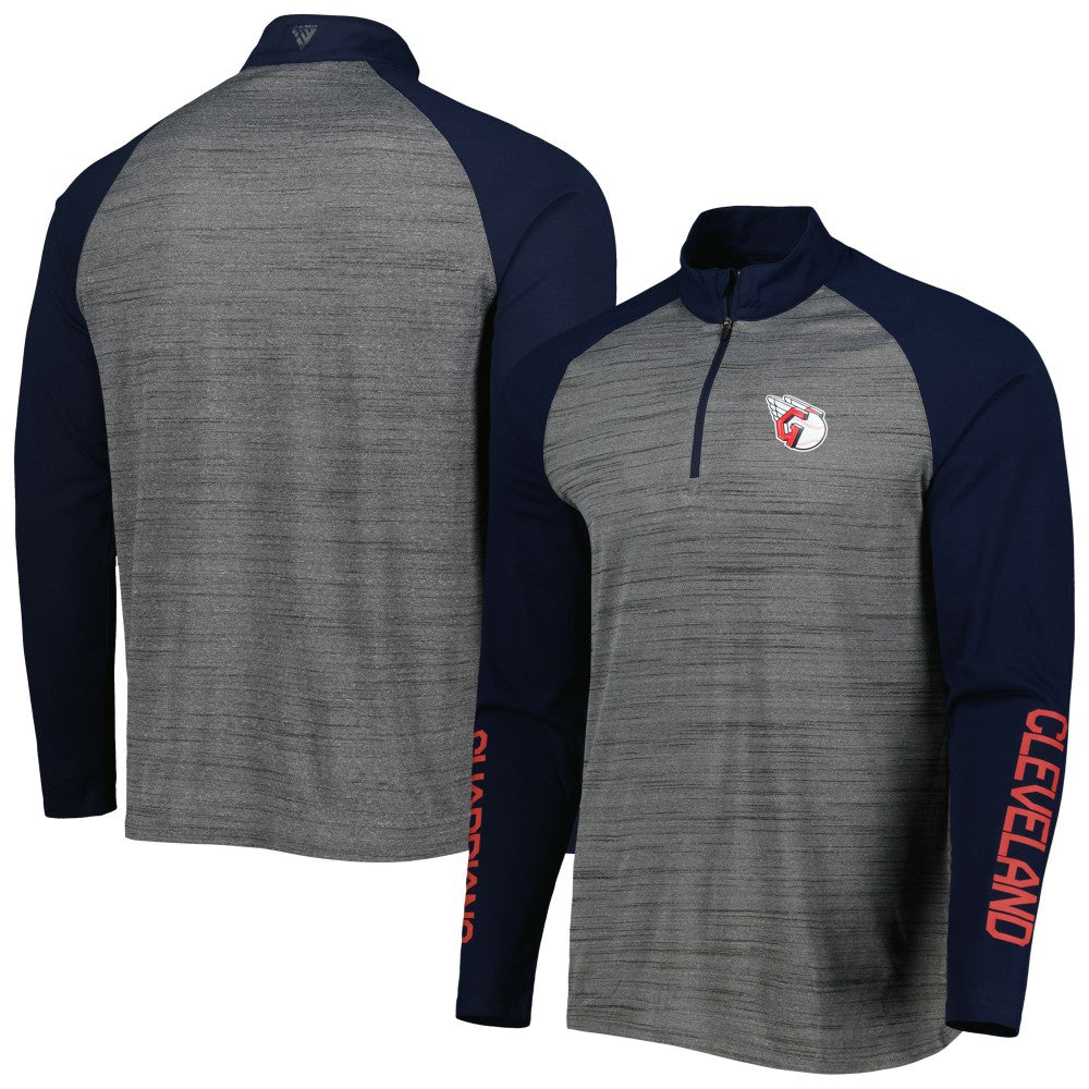 Cleveland Guardians Levelwear Vandal Raglan Quarter-Zip Top - Heather Gray Tops