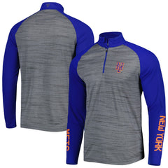 New York Mets Levelwear Vandal Raglan Quarter-Zip Top - Heather Gray Tops