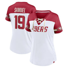 Deebo Samuel San Francisco 49ers Women's Athena Name & Number V-Neck Top White