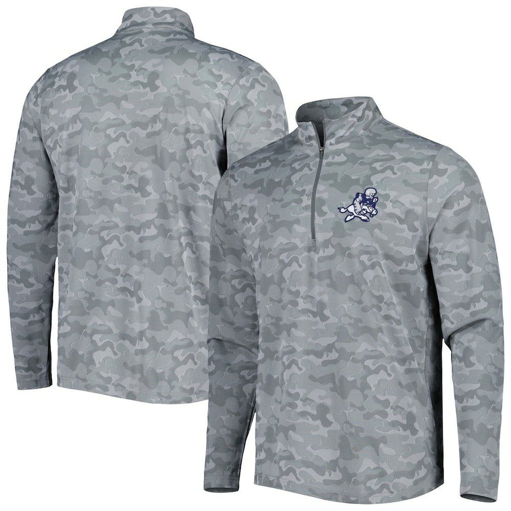 Dallas Cowboys Antigua Brigade Throwback Quarter-Zip Top Gray