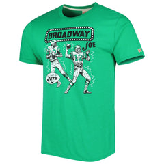 Joe Namath New York Jets Homage Unisex Unisex Caricature Retired Player Tri-Blend T-Shirt Heather Green