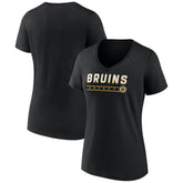 NHL Boston Bruins Women's Primary Play V-Neck T-Shirt - Black