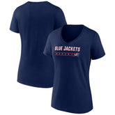 NHL Columbus Blue Jackets Women's Primary Play V-Neck T-Shirt - Navy